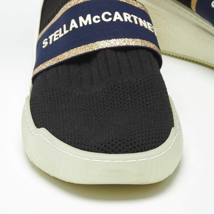 Pre Owned Stella McCartney Black Knit Fabric Loop Sock sneakers Size 39