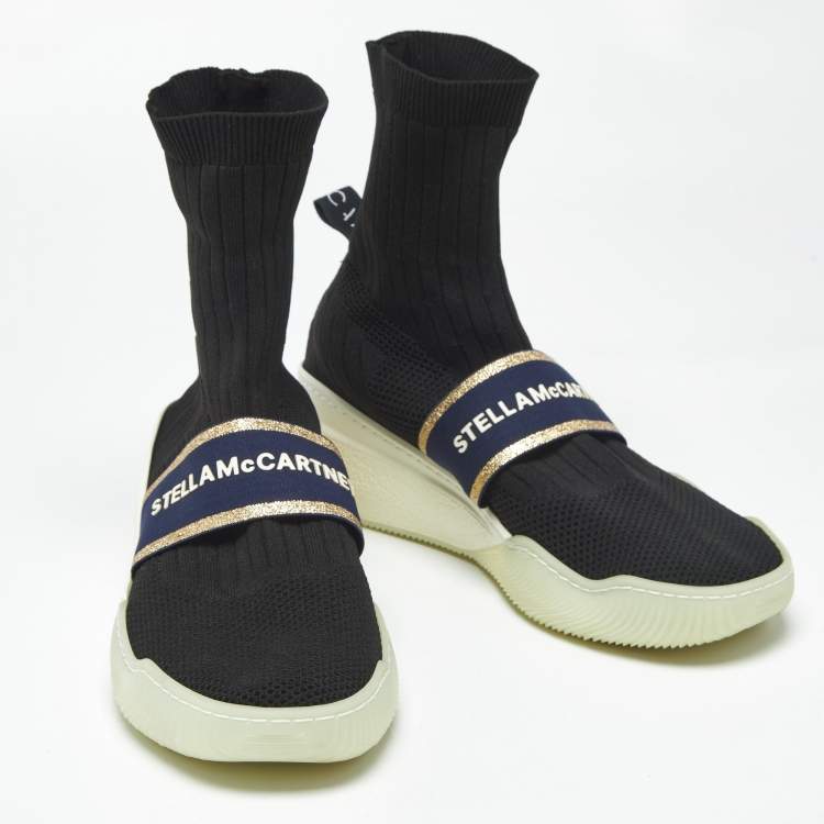 Pre Owned Stella McCartney Black Knit Fabric Loop Sock sneakers Size 39