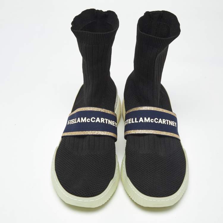 Pre Owned Stella McCartney Black Knit Fabric Loop Sock sneakers Size 39