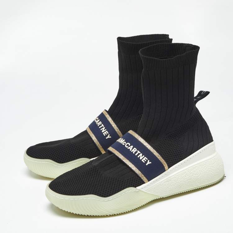 Pre Owned Stella McCartney Black Knit Fabric Loop Sock sneakers Size 39