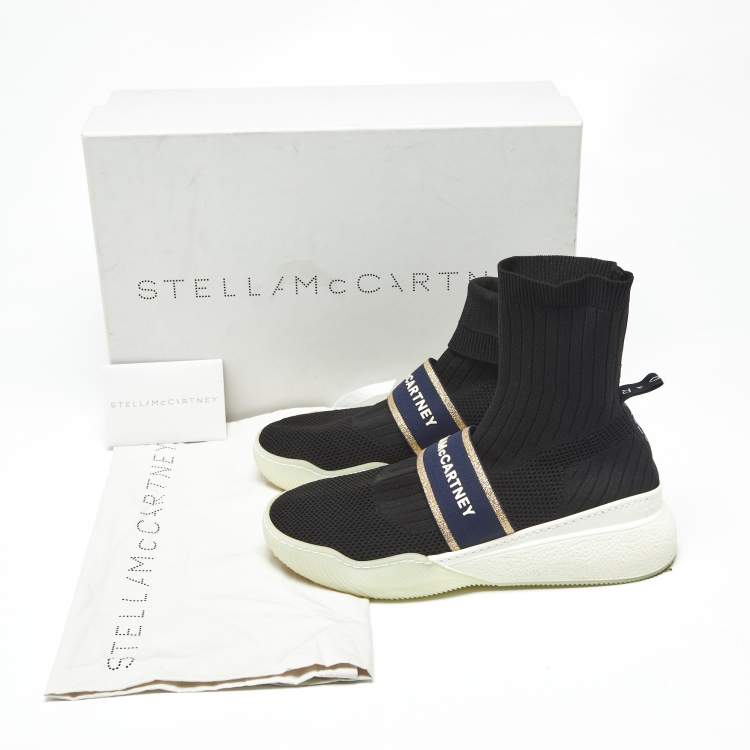 Pre Owned Stella McCartney Black Knit Fabric Loop Sock sneakers Size 39