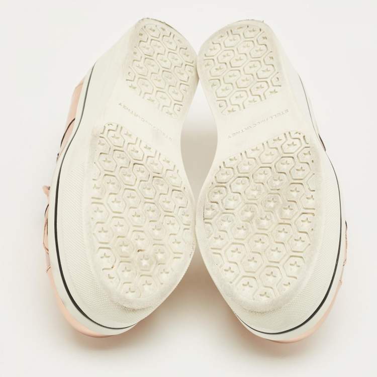 Pre Owned Stella McCartney Metallic Rose Gold Faux Leather Binx Slip On Sneakers Size 35