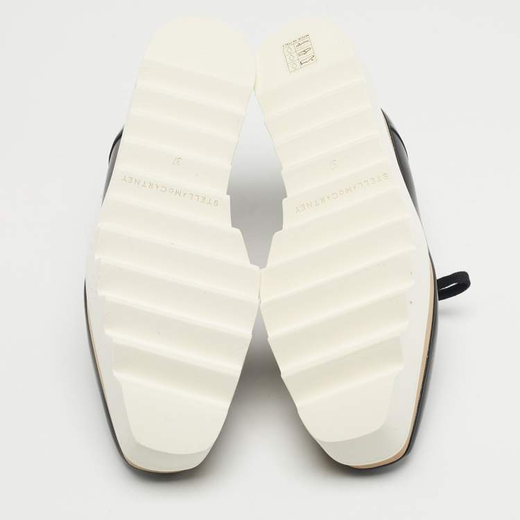 Pre Owned Stella McCartney Black Faux Leather Elyse Platform Derby Sneakers Size 37