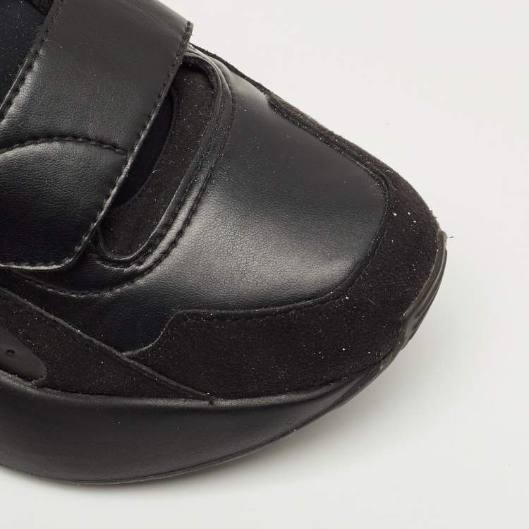 Pre Owned Stella McCartney Black Faux Leather and Faux Suede Eclypse Low Top Sneakers Size 35.5