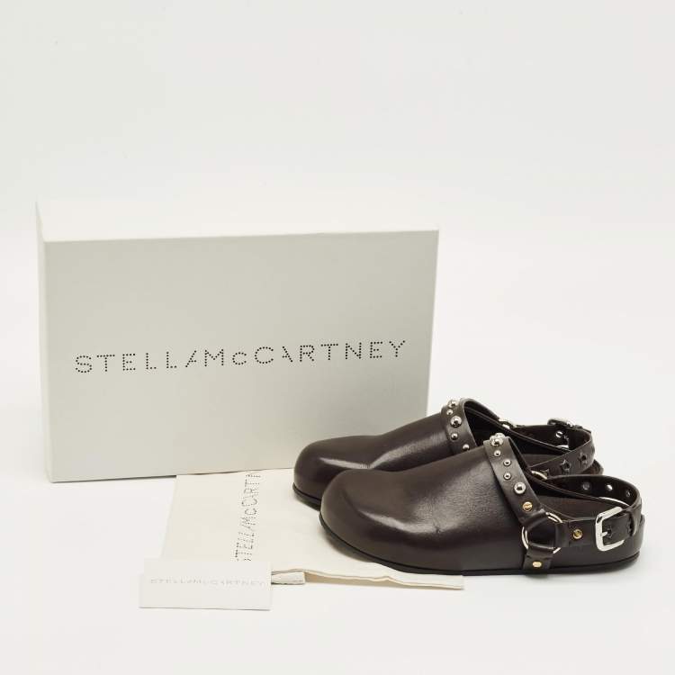 Pre Owned Stella McCartney Brown Leather Elyse Eco Alter Flat Sandals Size 38