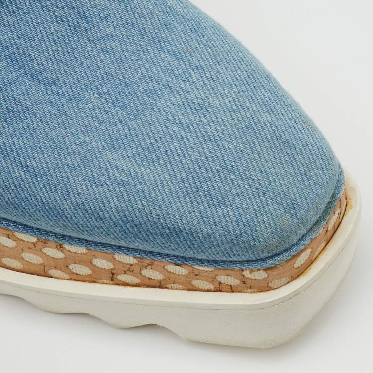 مملوكة مسبقًا Stella McCartney Blue Cut Out Denim Elyse Platform Derby Sneakers Size 37