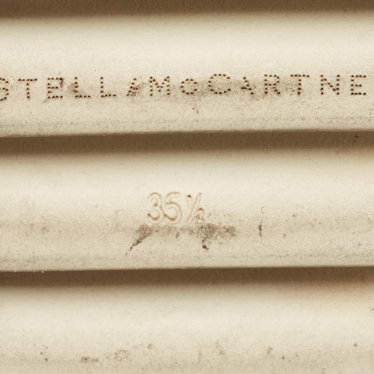 Pre Owned Stella McCartney Elyse Size 35.5 Metallic Grey Faux Leather Platform Derby Sneakers