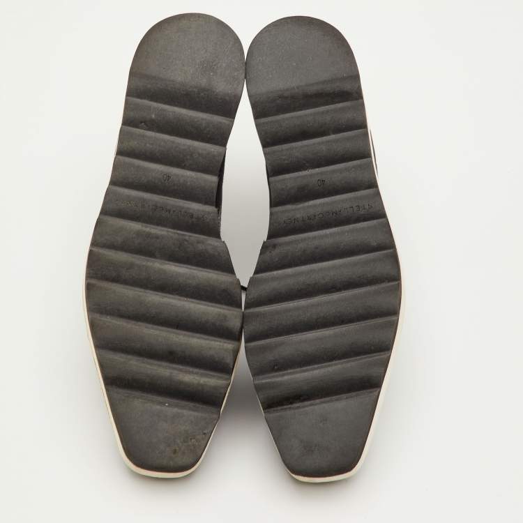 Pre Owned Stella McCartney Elyse Size 40 Black Faux Suede Star Studded Platform Derby Sneakers