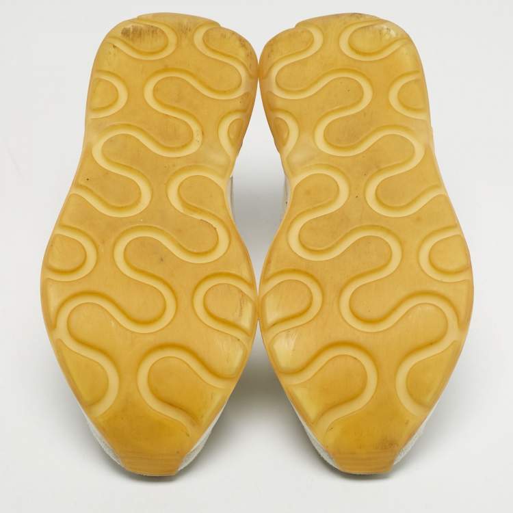 Pre Owned Stella McCartney Eclypse Size 36 White/Grey Faux Leather and Faux Suede Lace Up Sneakers