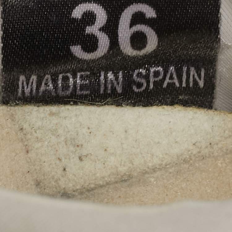 Pre Owned Stella McCartney Eclypse Size 36 White/Grey Faux Leather and Faux Suede Lace Up Sneakers