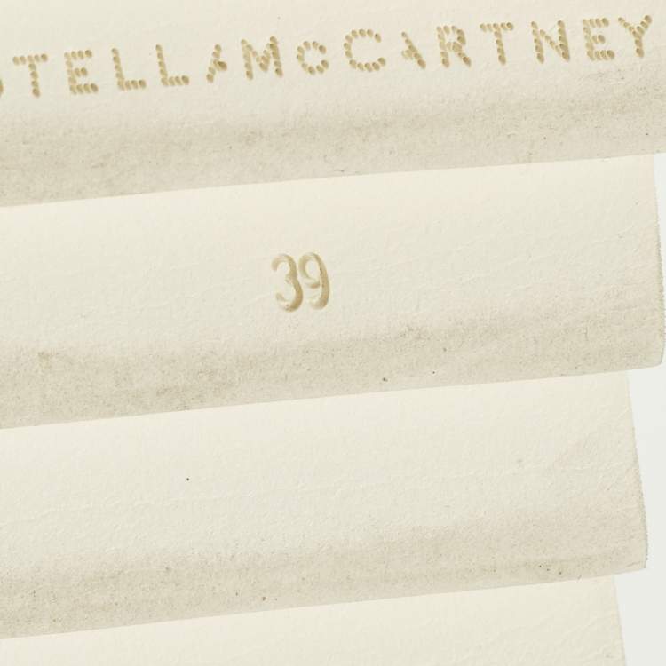 Pre Owned Stella McCartney Elyse Star Size 39 White Faux Leather Platform Derby Sneakers