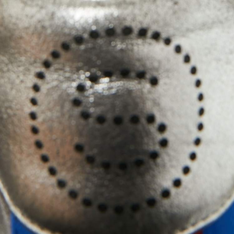 Pre Owned Stella McCartney Size 38 Silver Faux Leather and Faux Suede Lace Up Sneakers