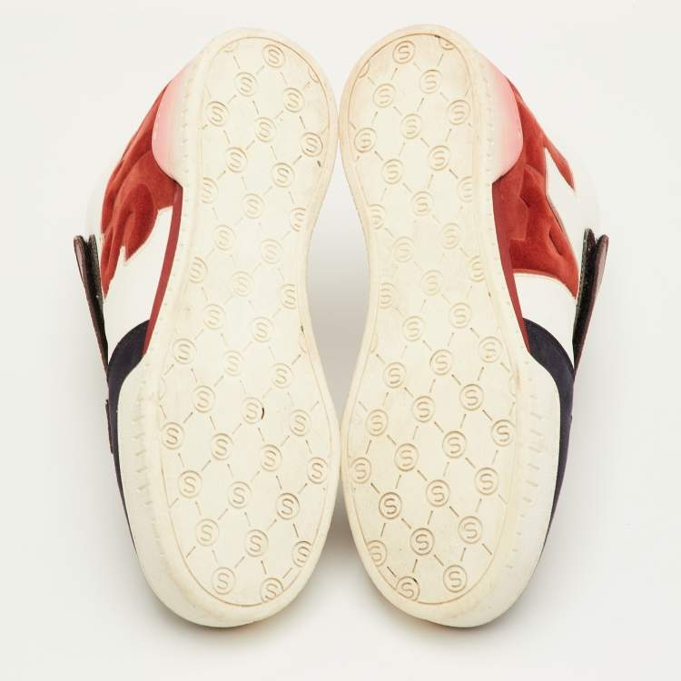 Pre Owned Stella McCartney Size 37 Multicolour Faux Suede and Faux Leather High Top Sneakers