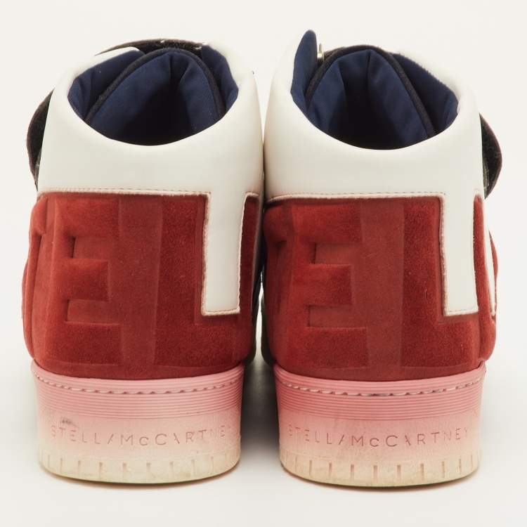 Pre Owned Stella McCartney Size 37 Multicolour Faux Suede and Faux Leather High Top Sneakers