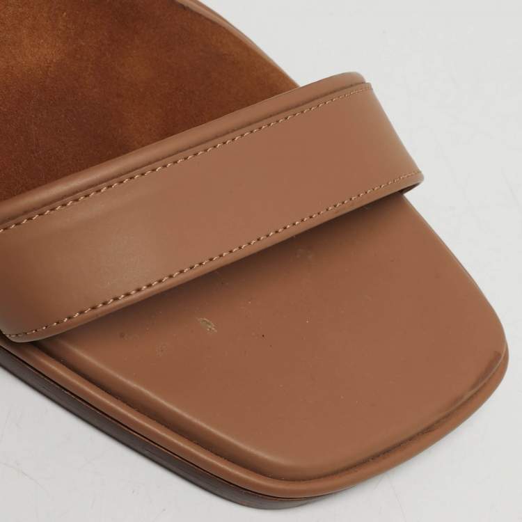 Pre Owned Stella McCartney Size 37.5 Beige Faux Leather Ankle Strap Sandals