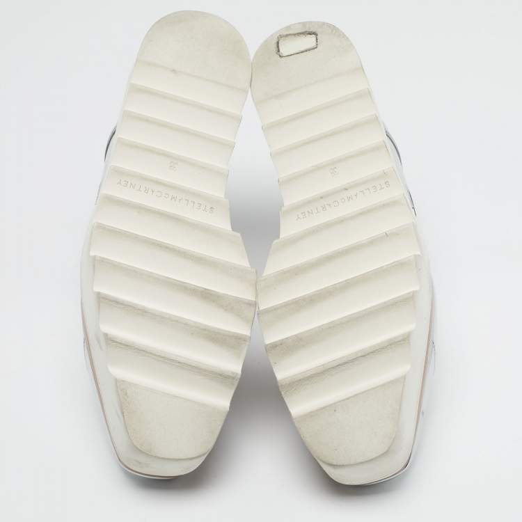 مملوكة مسبقًا Stella McCartney Elyse Size 38 Silver Faux Leather Wedge Sneakers