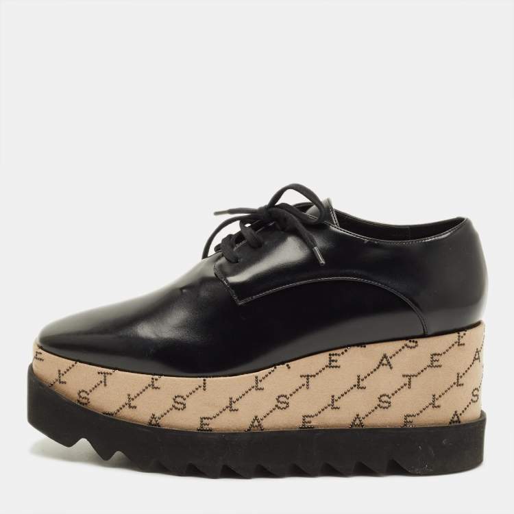 Pre Owned Stella McCartney Elyse Size 38 Black Faux Leather Derby