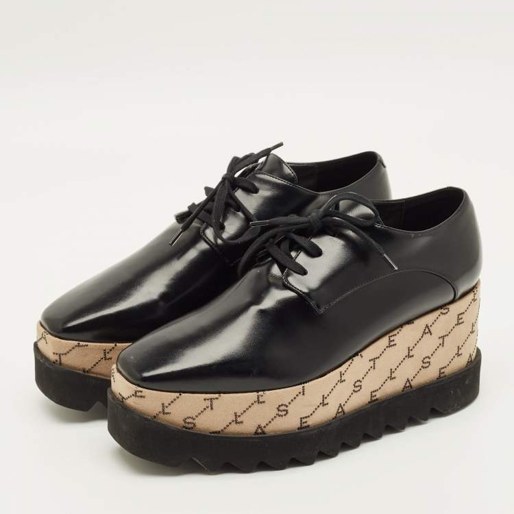 Pre Owned Stella McCartney Elyse Size 38 Black Faux Leather Derby