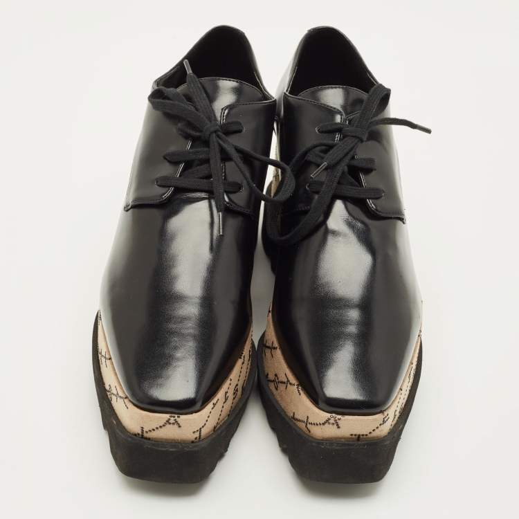 Pre Owned Stella McCartney Elyse Size 38 Black Faux Leather Derby