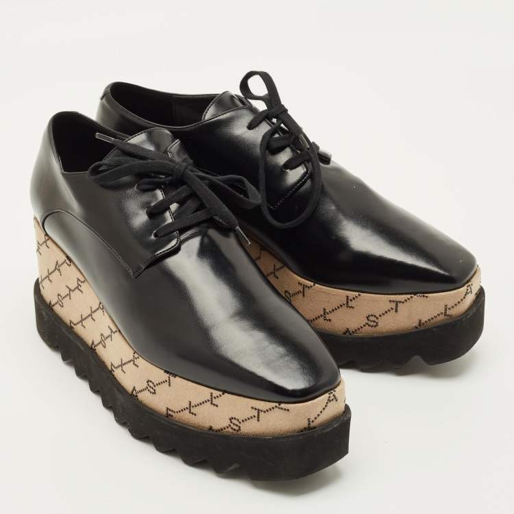 Pre Owned Stella McCartney Elyse Size 38 Black Faux Leather Derby