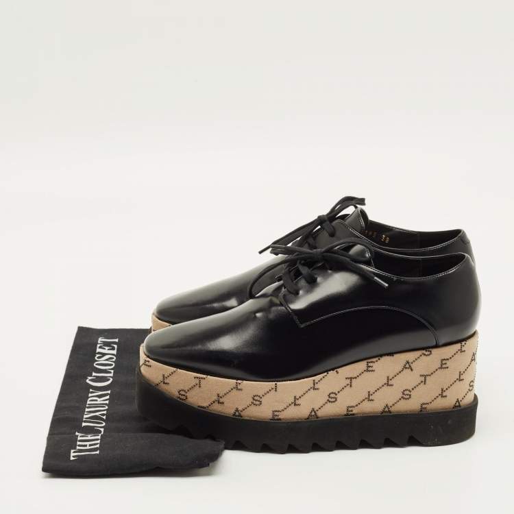 Pre Owned Stella McCartney Elyse Size 38 Black Faux Leather Derby