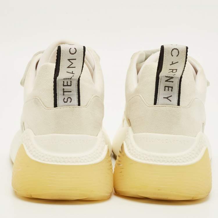 Pre Owned Stella McCartney Eclypse Size 41 White/Grey Faux Leather and Faux Suede Lace Up Sneakers