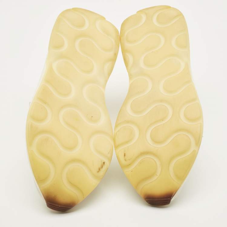 Pre Owned Stella McCartney Eclypse Size 41 White/Grey Faux Leather and Faux Suede Lace Up Sneakers