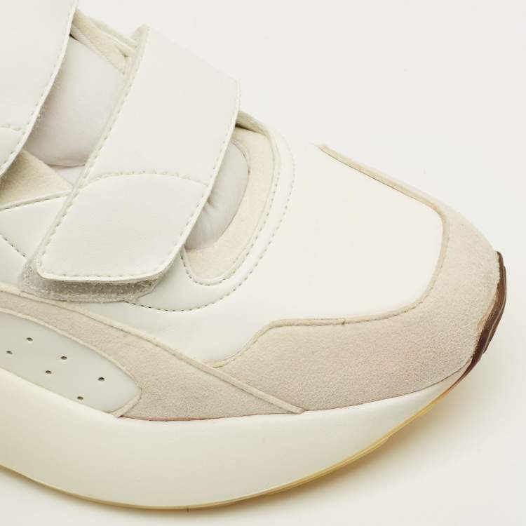 Pre Owned Stella McCartney Eclypse Size 41 White/Grey Faux Leather and Faux Suede Lace Up Sneakers