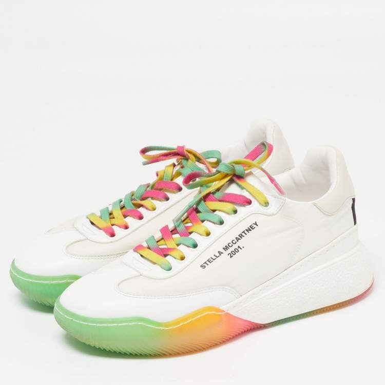 Pre Owned Stella McCartney Loop Size 39 Multicolor Faux Leather and Nylon Lace Up Sneakers