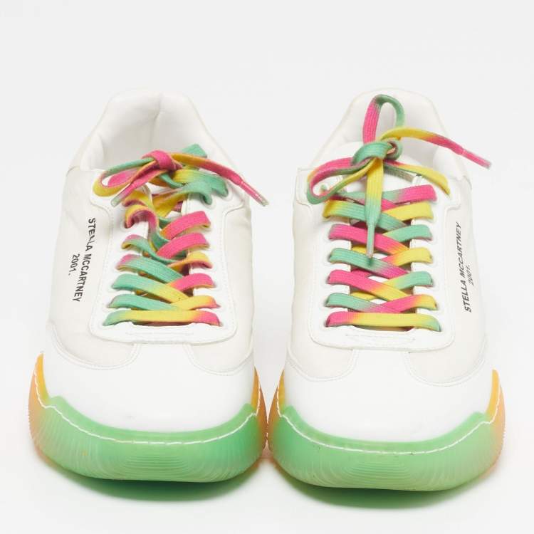 Pre Owned Stella McCartney Loop Size 39 Multicolor Faux Leather and Nylon Lace Up Sneakers