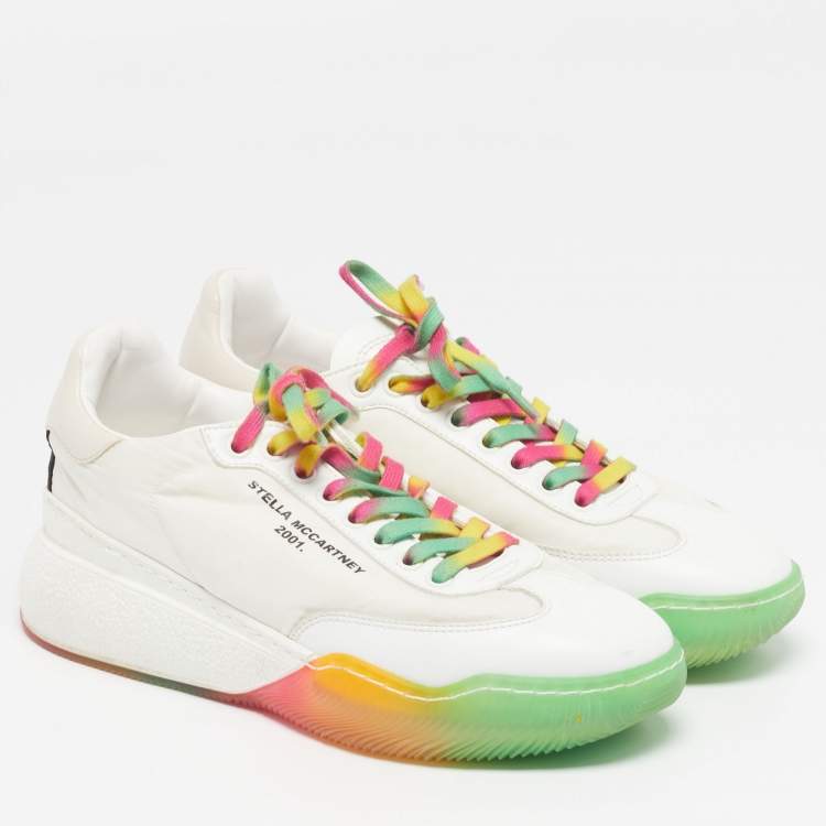 Pre Owned Stella McCartney Loop Size 39 Multicolor Faux Leather and Nylon Lace Up Sneakers