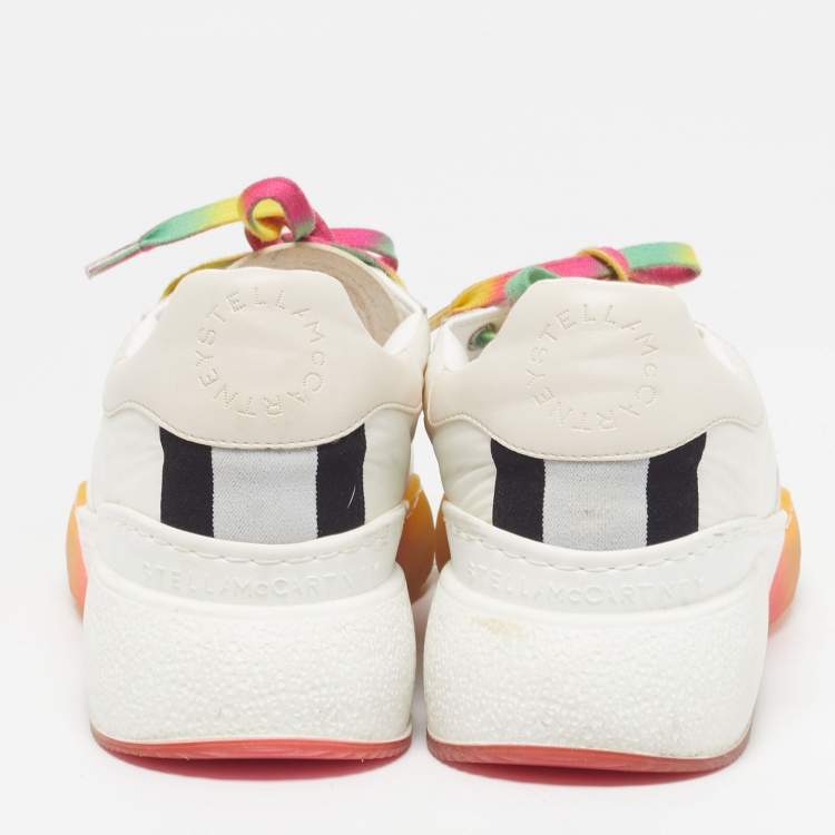 Pre Owned Stella McCartney Loop Size 39 Multicolor Faux Leather and Nylon Lace Up Sneakers