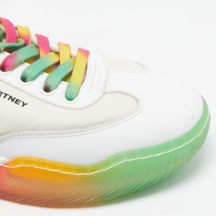 Pre Owned Stella McCartney Loop Size 39 Multicolor Faux Leather and Nylon Lace Up Sneakers