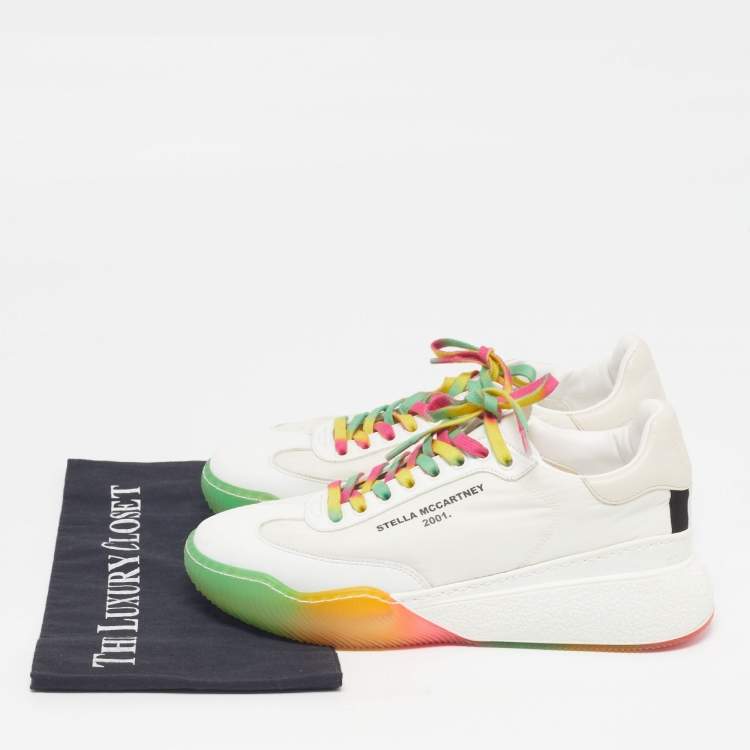 Pre Owned Stella McCartney Loop Size 39 Multicolor Faux Leather and Nylon Lace Up Sneakers