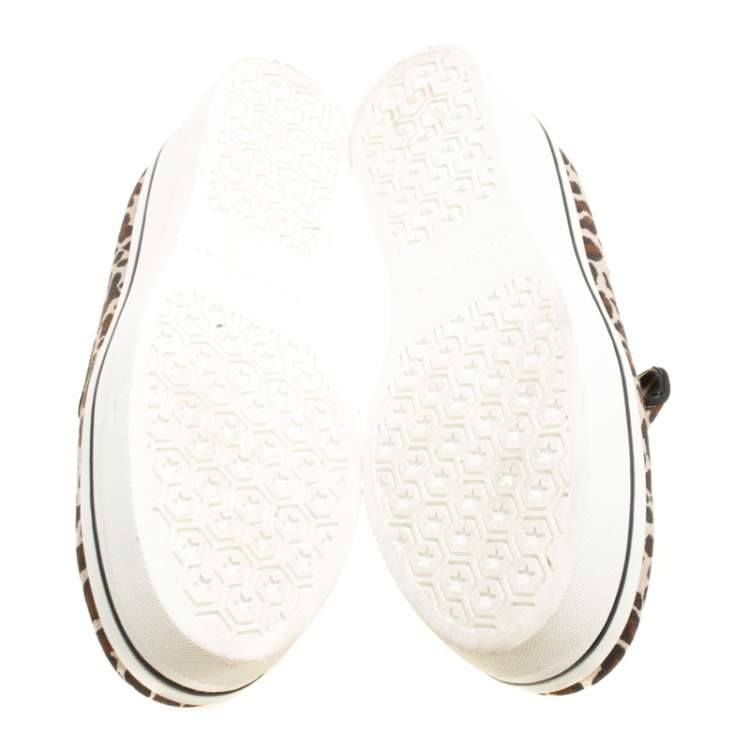 Pre Owned Stella McCartney Multicolor Leopard Print Canvas Platform Slip On Sneakers Size 38