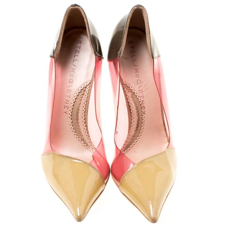 Pre Owned Stella McCartney Multicolor Patent Faux Leather and PVC Pointed Toe Pumps Size 36