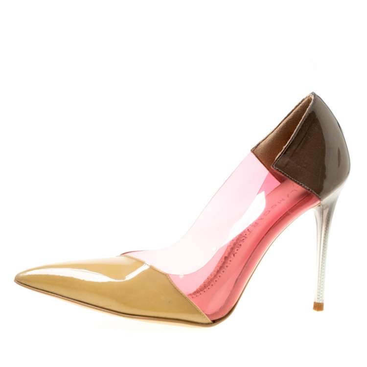 Pre Owned Stella McCartney Multicolor Patent Faux Leather and PVC Pointed Toe Pumps Size 36