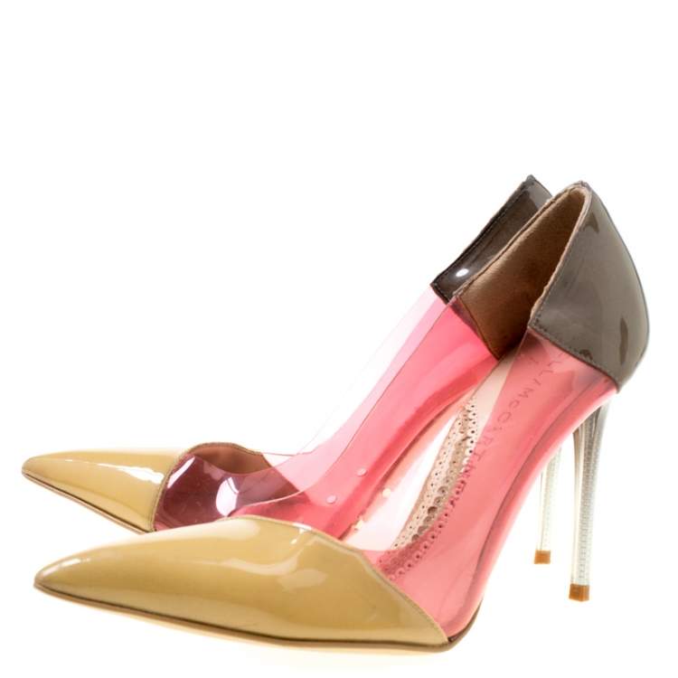 Pre Owned Stella McCartney Multicolor Patent Faux Leather and PVC Pointed Toe Pumps Size 36