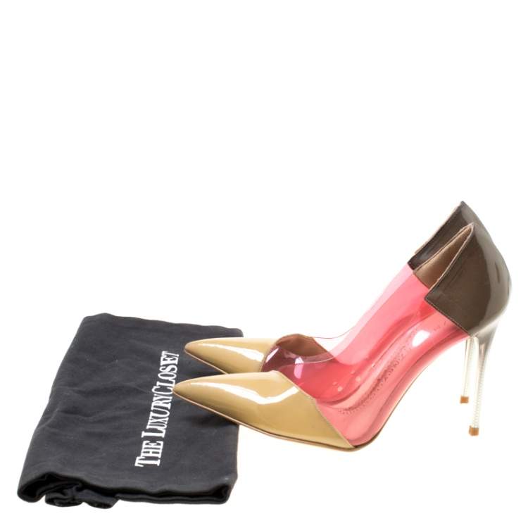 Pre Owned Stella McCartney Multicolor Patent Faux Leather and PVC Pointed Toe Pumps Size 36