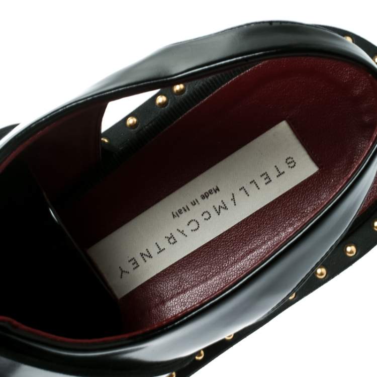 Pre Owned Stella McCartney Black Faux Leather Slingback Oxfords Size 37
