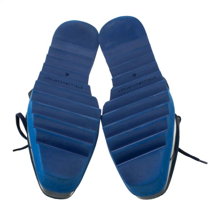 Pre Owned Stella McCartney Blue Canvas Elyse Cut Out Derby Size 40