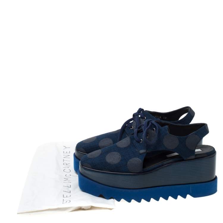 Pre Owned Stella McCartney Blue Canvas Elyse Cut Out Derby Size 40