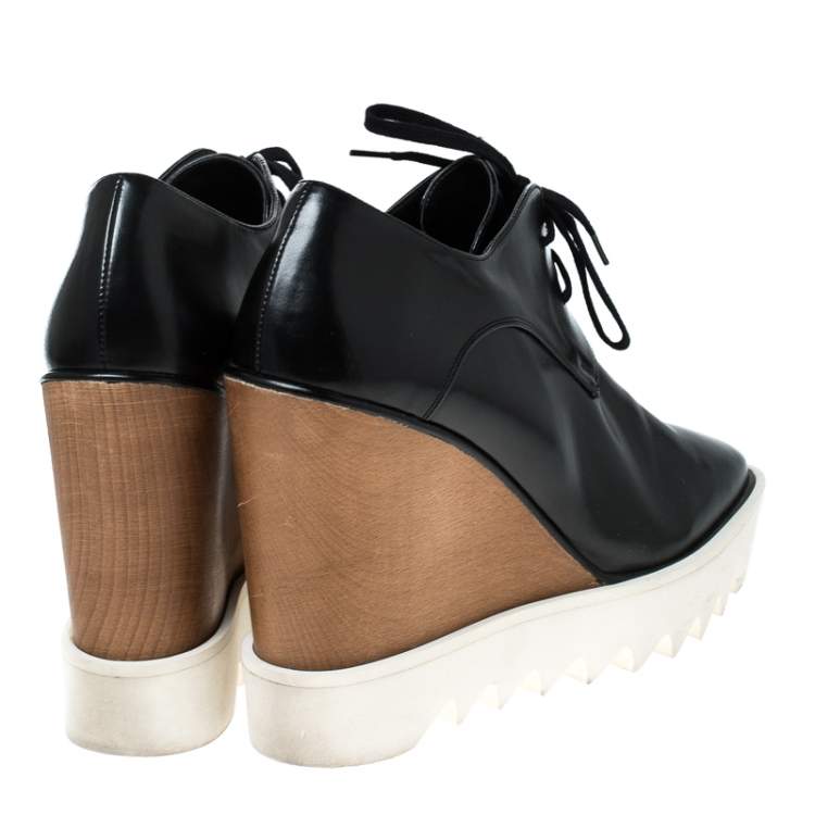 Pre Owned Stella McCartney Black Faux Leather Elyse Platform Derby Size 40