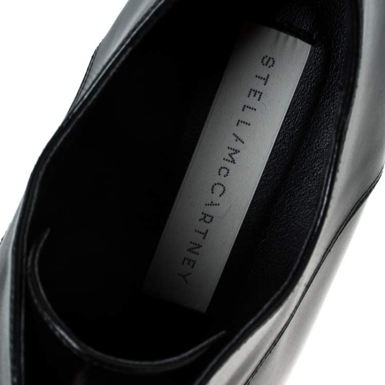 Pre Owned Stella McCartney Black Faux Leather Elyse Platform Derby Size 40