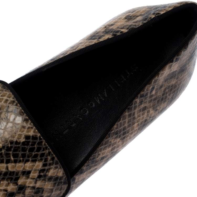 Pre Owned Stella McCartney Beige Faux Python Platform Slip On Sneakers Size 39 