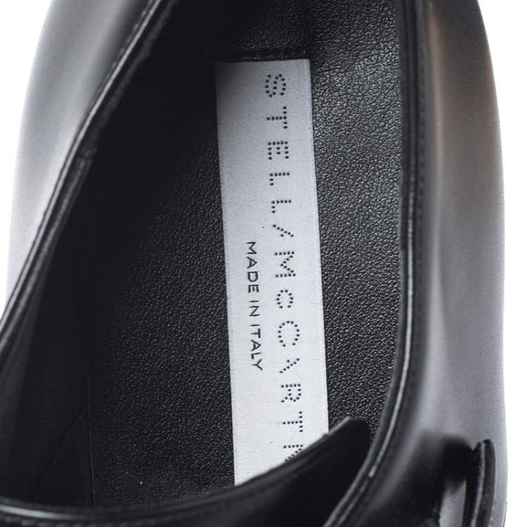 Pre Owned Stella McCartney Black Faux Leather Elyse Buckle Platform Derby Sneakers Size 40