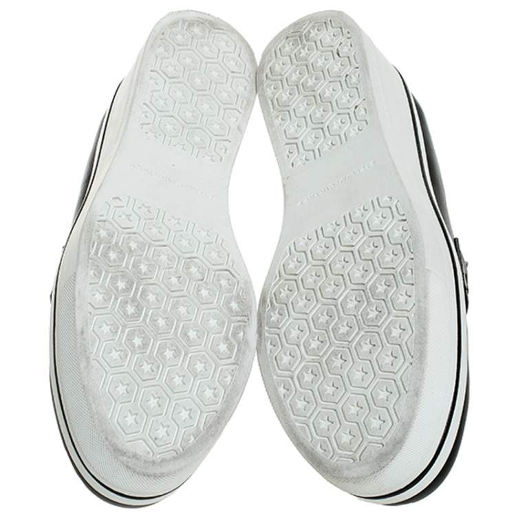 Pre Owned Stella McCartney Black Faux Leather and Lace Binx Platform Slip On Sneakers Size 38
