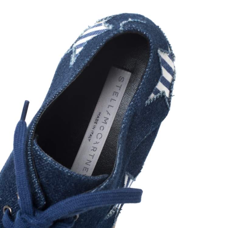 Pre Owned Stella McCartney Blue Denim Elyse Star Platform Derby Size 35