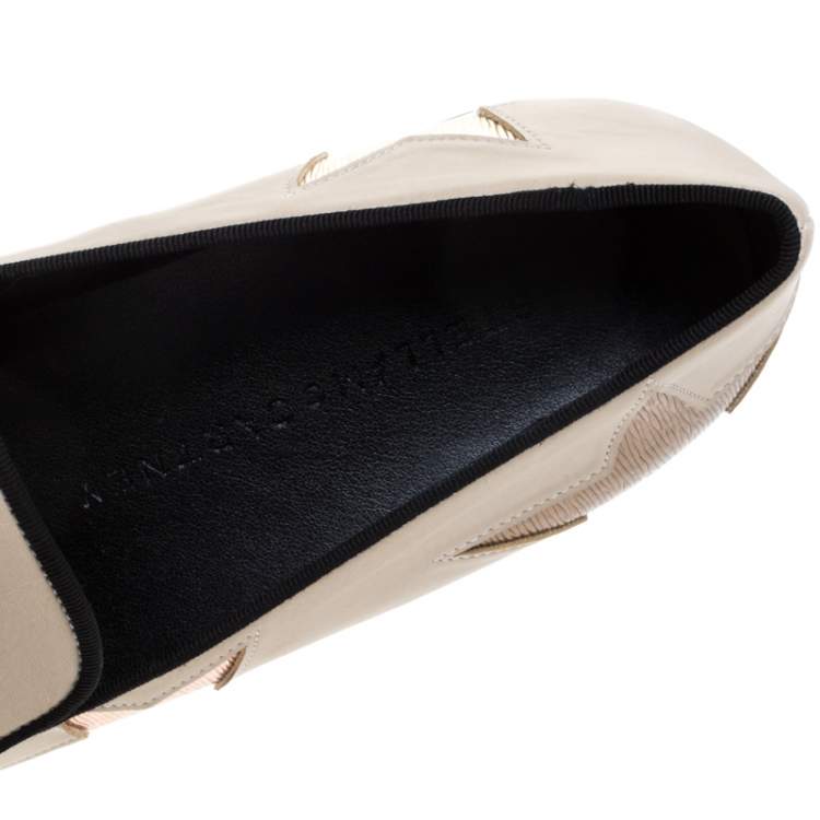 Pre Owned Stella McCartney Beige Faux Leather Binx Star Platform Slip On Sneakers Size 41