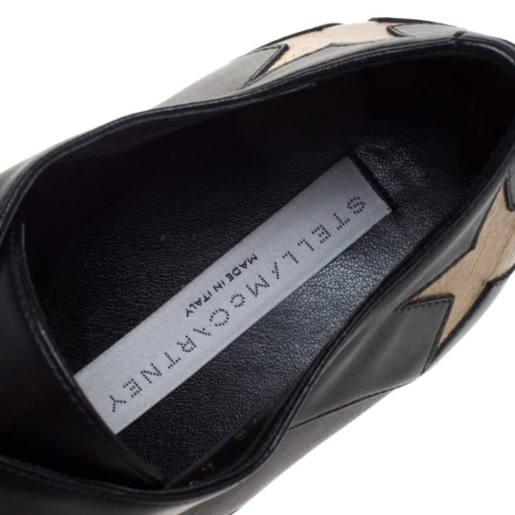 Pre Owned Stella McCartney Black Faux Leather Elyse Star Platform Derby Size 40.5